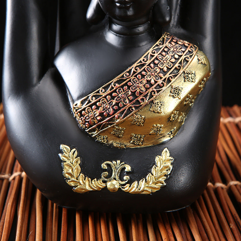Serenity Buddha Desk Statue – Green Resin Feng Shui Meditation Decor