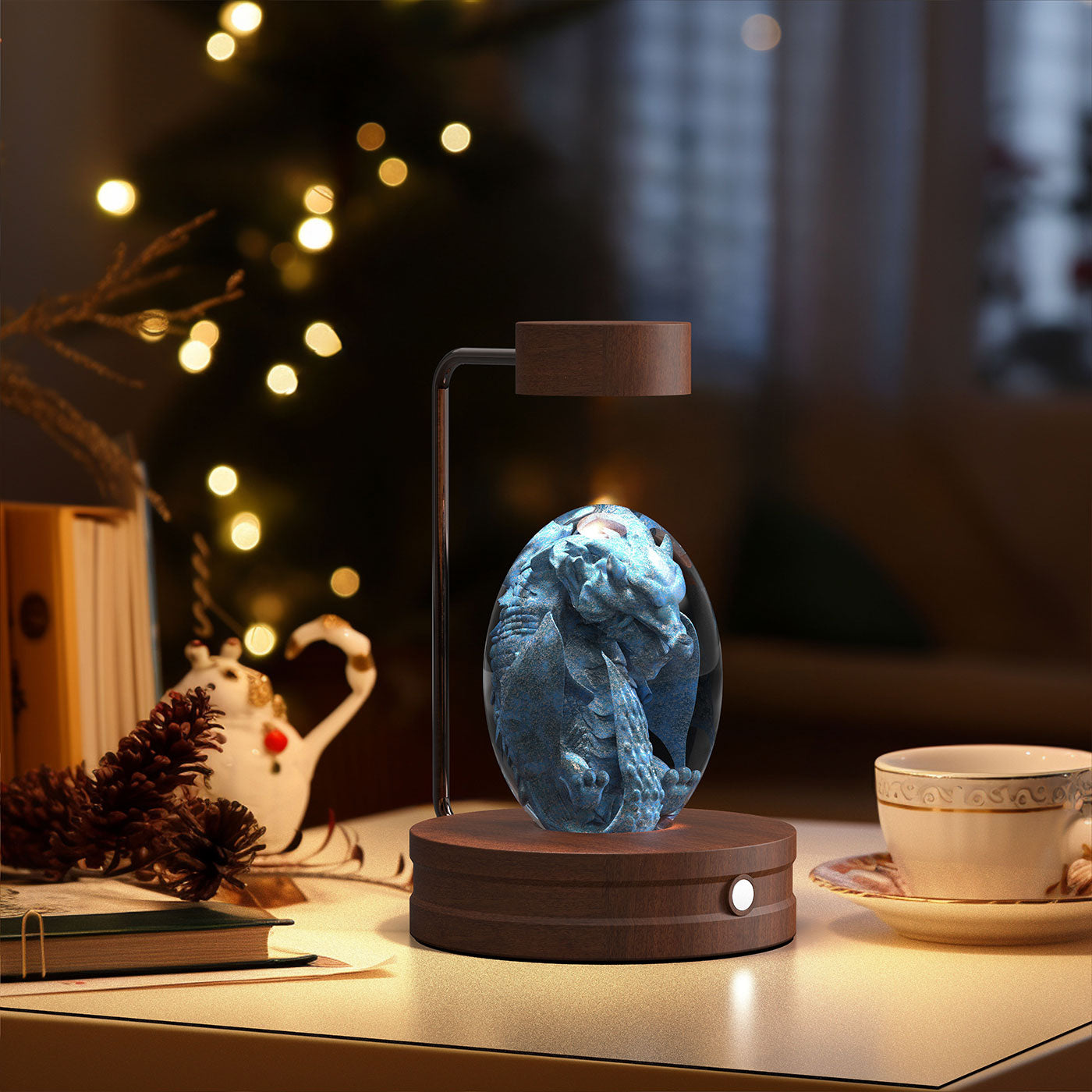 Cosmic Crystal Dinosaur Night Light – 3D Engraved Warm Bedside Lamp (USB Touch)