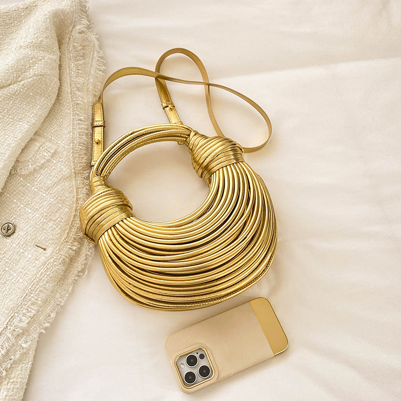 Instafamous Shiny Metal Noodle Underarm Bag – Trendy Chain Street-Style Shoulder Purse