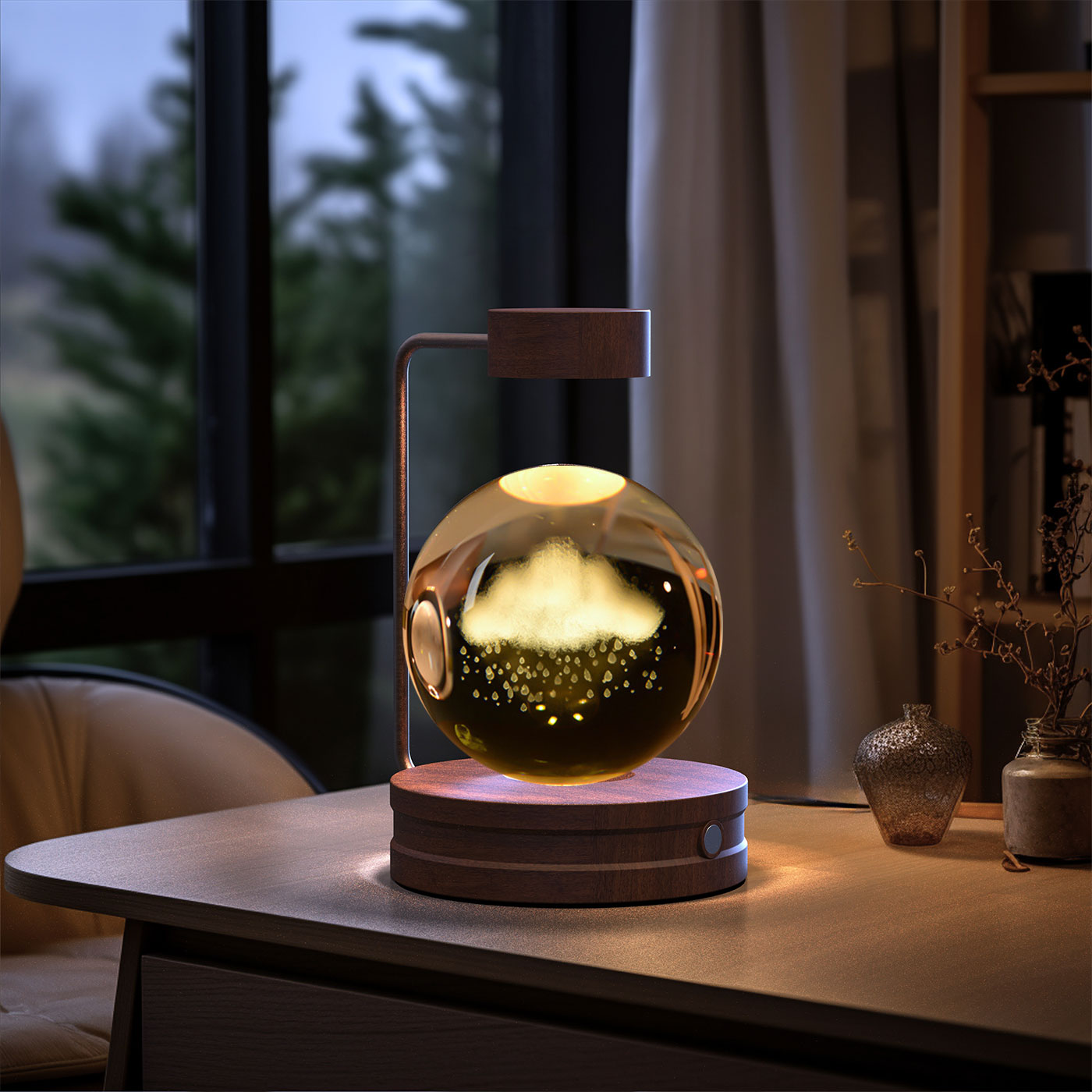 Cosmic Crystal Dinosaur Night Light – 3D Engraved Warm Bedside Lamp (USB Touch)