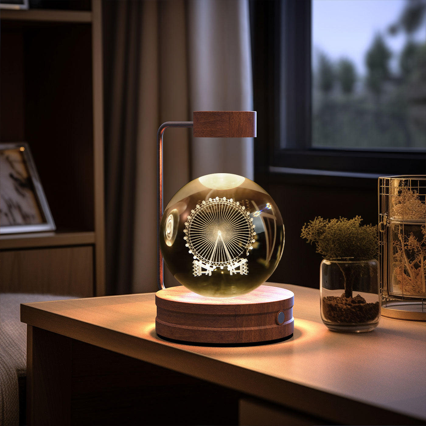 Cosmic Crystal Dinosaur Night Light – 3D Engraved Warm Bedside Lamp (USB Touch)