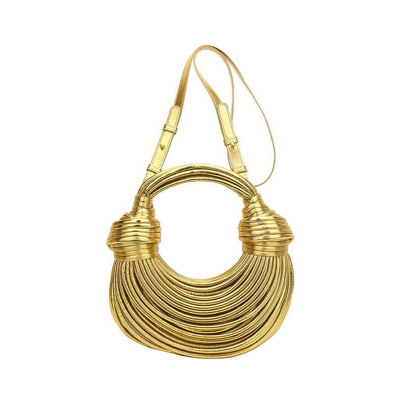Instafamous Shiny Metal Noodle Underarm Bag – Trendy Chain Street-Style Shoulder Purse