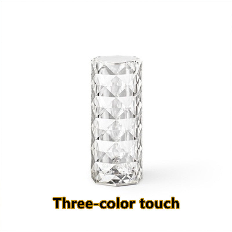 Nordic Crystal Touch Lamp – 16-Color USB Diamond Night Light & Rose Projector