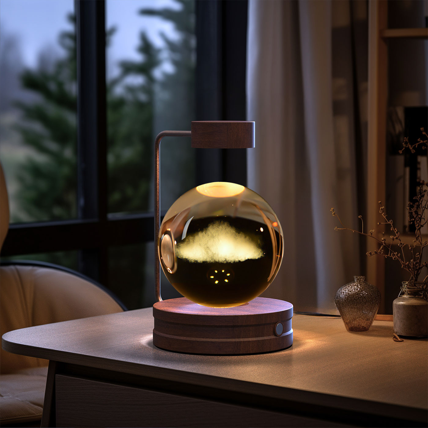 Cosmic Crystal Dinosaur Night Light – 3D Engraved Warm Bedside Lamp (USB Touch)