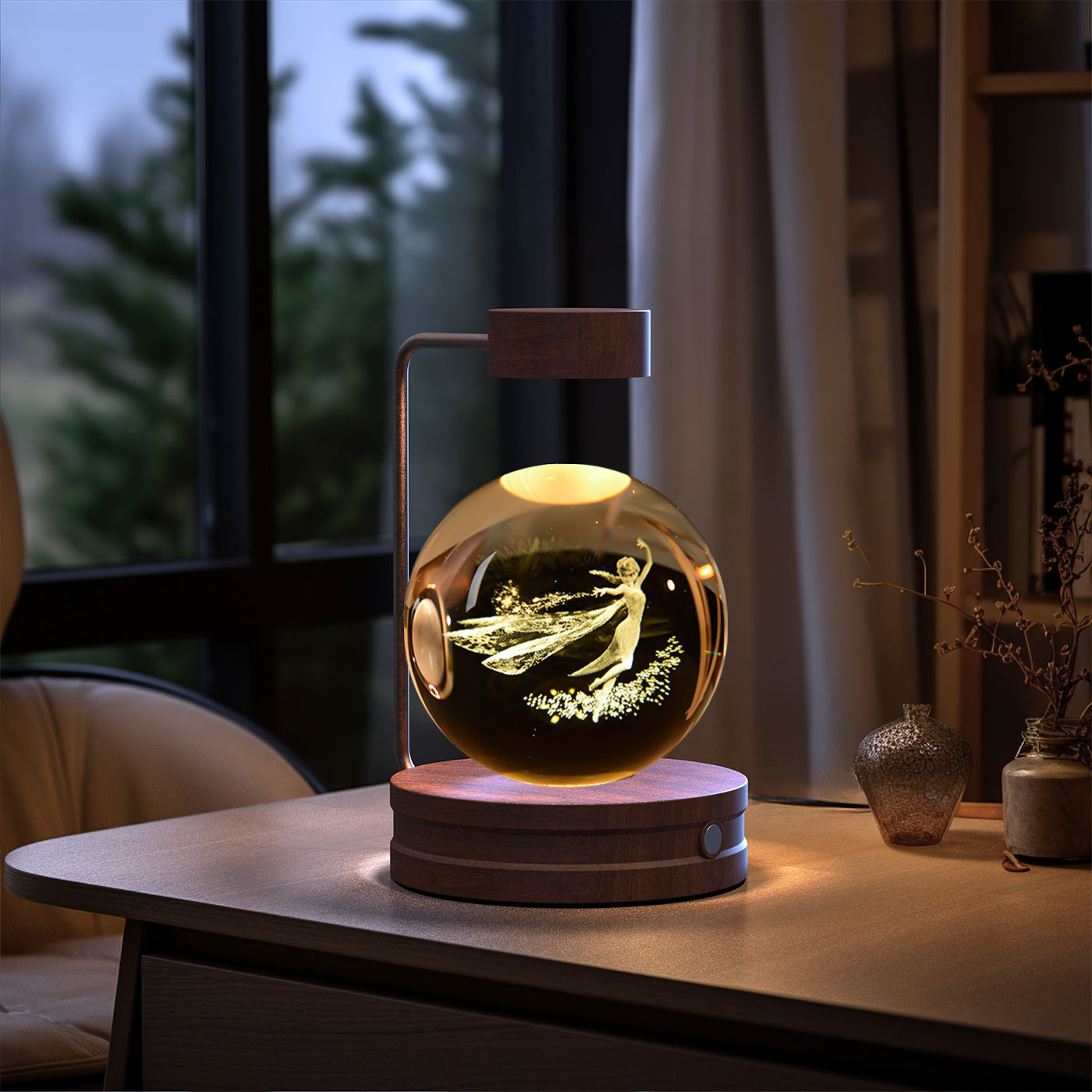 Cosmic Crystal Dinosaur Night Light – 3D Engraved Warm Bedside Lamp (USB Touch)