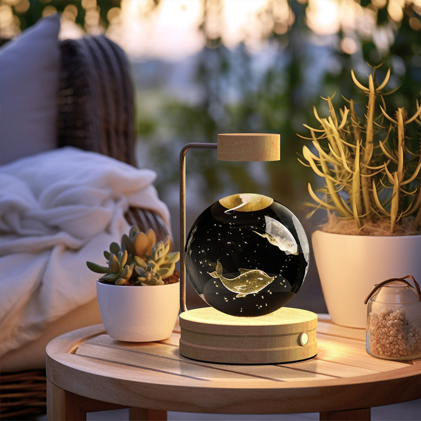 Cosmic Crystal Dinosaur Night Light – 3D Engraved Warm Bedside Lamp (USB Touch)