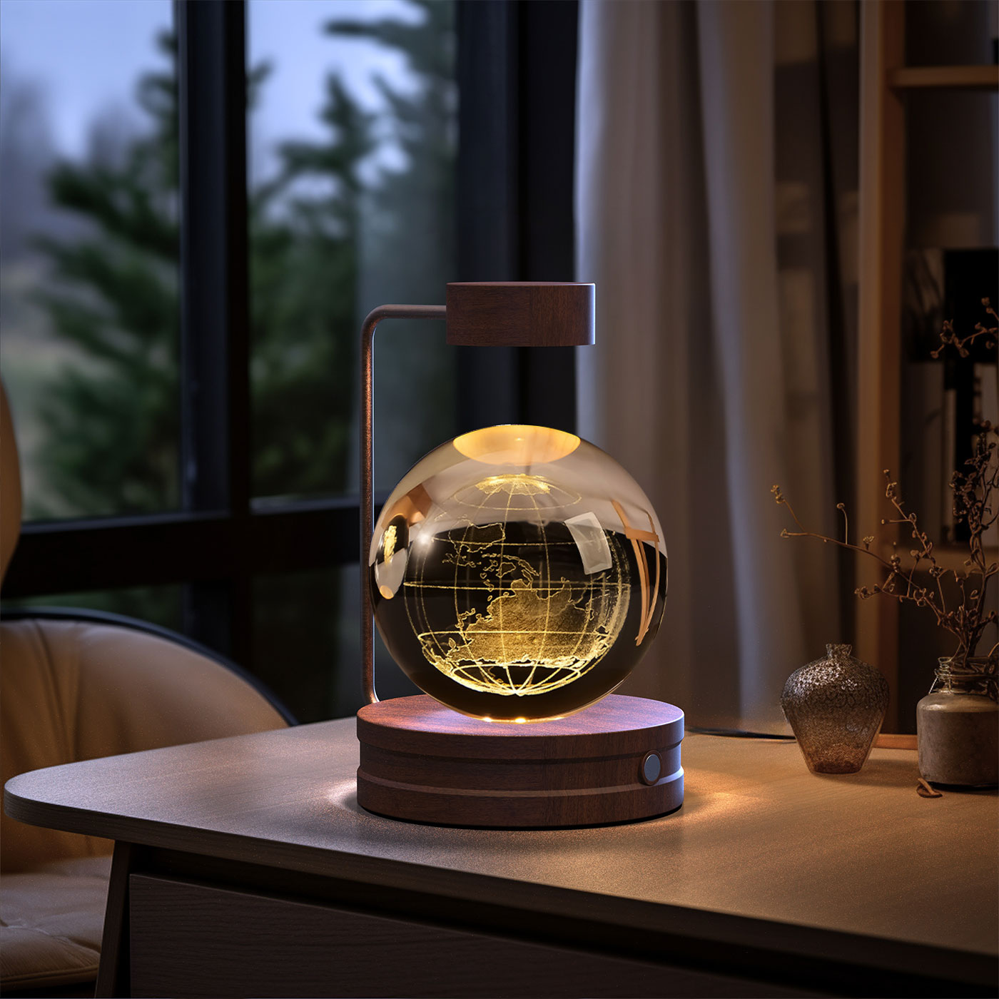 Cosmic Crystal Dinosaur Night Light – 3D Engraved Warm Bedside Lamp (USB Touch)