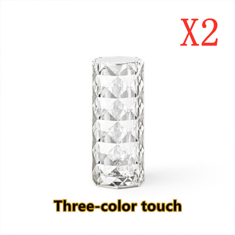 Nordic Crystal Touch Lamp – 16-Color USB Diamond Night Light & Rose Projector