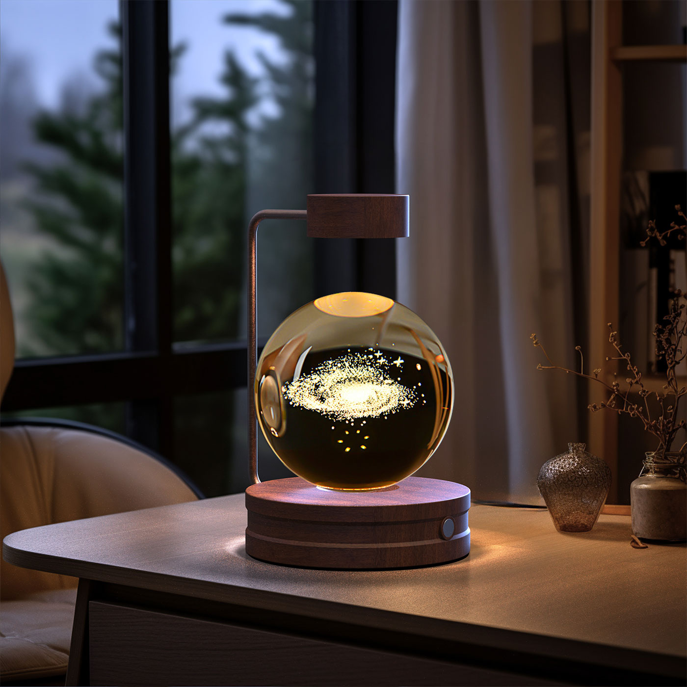 Cosmic Crystal Dinosaur Night Light – 3D Engraved Warm Bedside Lamp (USB Touch)